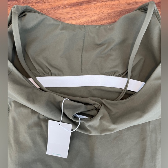 NWOT olive green Halara tank dress with built in shorts and bra sz L - Picture 6 of 7